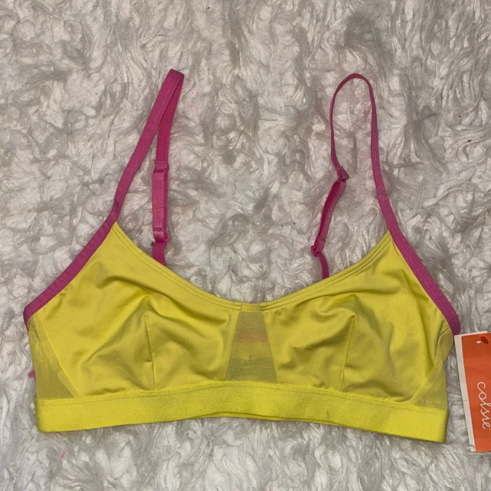 Colsie Bralette Lemon Yellow and Pink, Size S - Picture 2 of 7